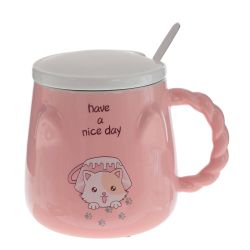 GAEM Кружка с крышкой и ложкой, 400 мл, L12 W9 H10 см, 4в.