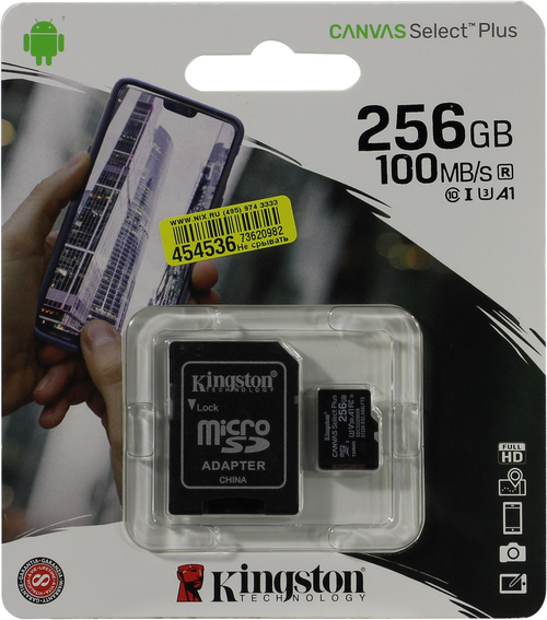 Kingston &lt;SDCS2/256GB&gt; microSDXC Memory Card 256Gb A1 V30 UHS-I U3  + microSD--&gt;SD  Adapter