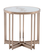 Журнальный столик Алиада 55х55 см светлая керамика сталь шампань