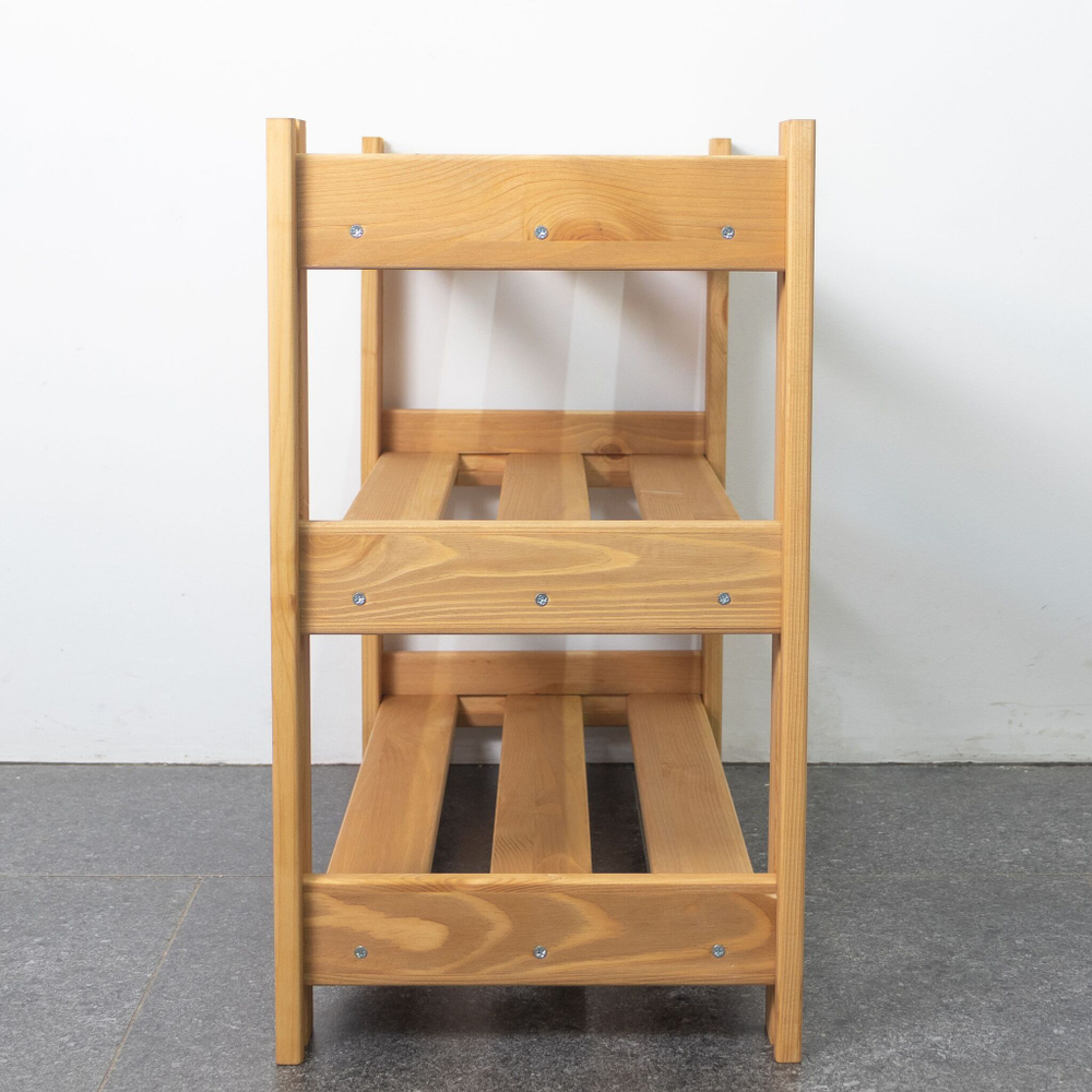 Обувница 50 см Альберт напольный, натуральный бейц / стеллаж на балкон, для рассады из массива сосны