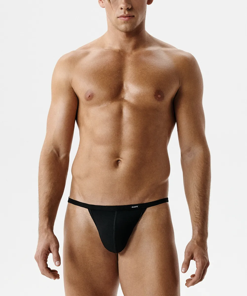 Мужские трусы слипы танга Atlantic, 1 шт. в уп., микромодал, черные, MP-1587