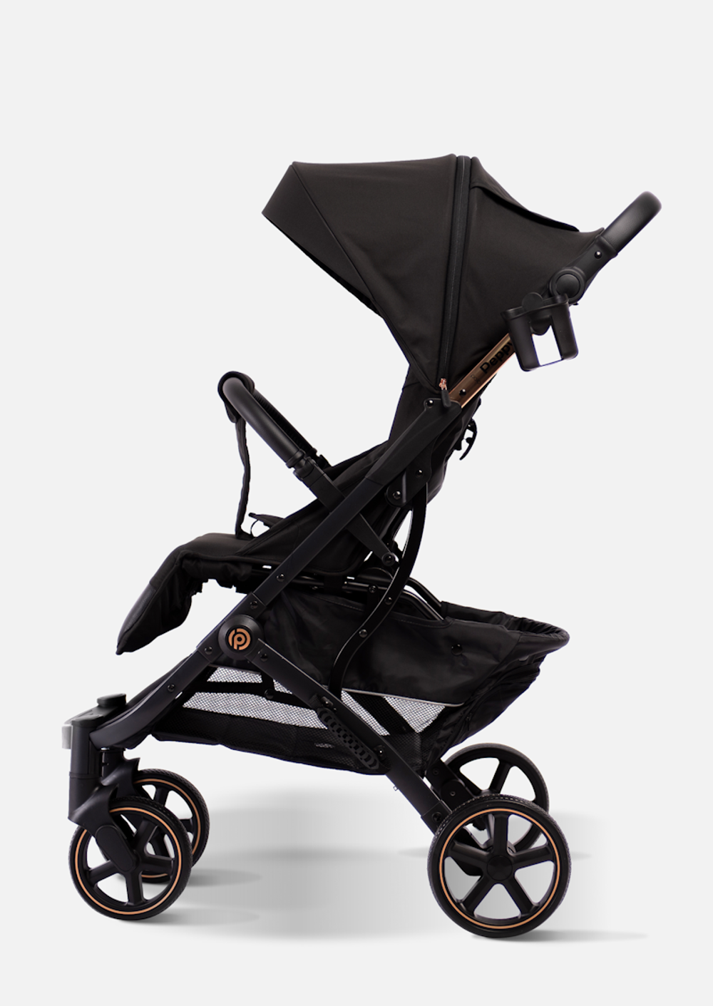 Peppy Коляска прогулочная Polo 2.0 (rose black) хром рама, сумка