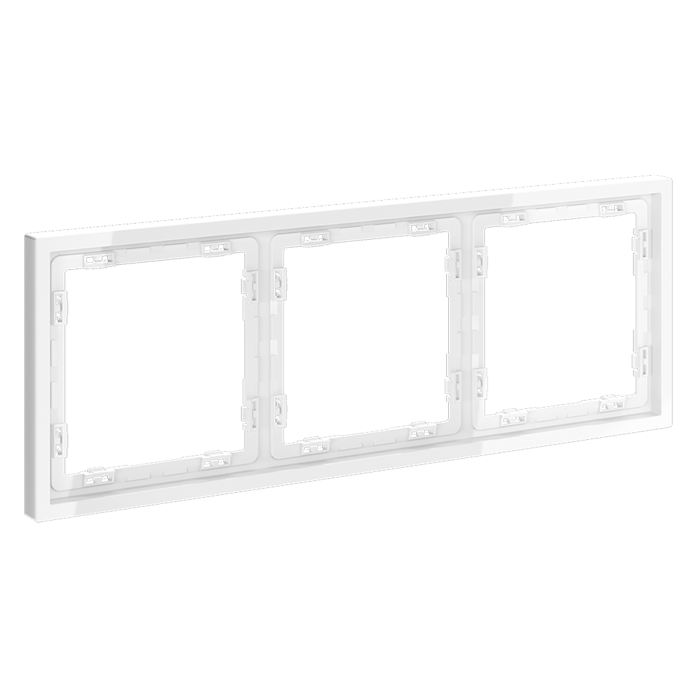 Рамка пластиковая VOLTUM S70 на 3 поста, (белый глянцевый)