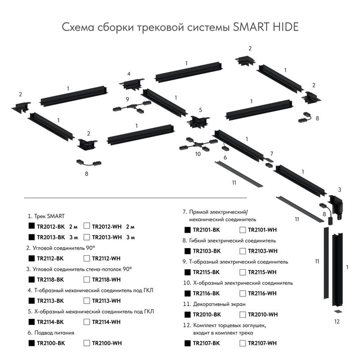 Торцевые заглушки для шинопровода Smart Base TR2107-WH