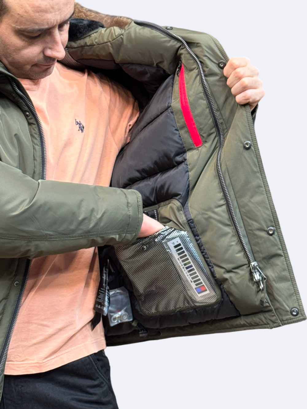 Пуховик зимний хаки