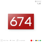 Номер на дверь 674, табличка на дверь для офиса, квартиры, кабинета, аудитории, склада, красная 120х70 мм, Айдентика Технолоджи