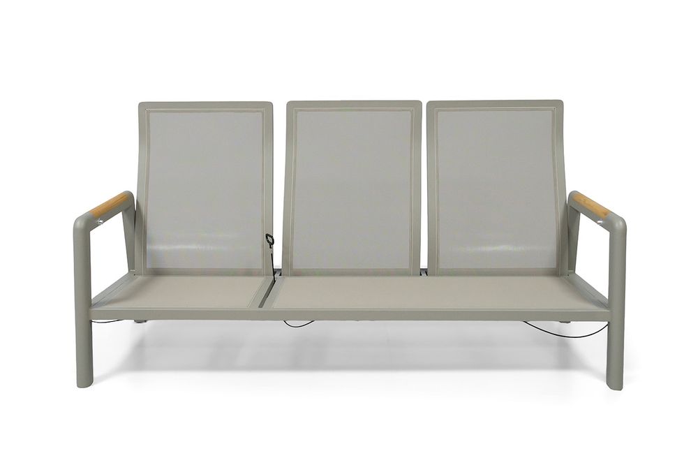 "Бари" диван 3-местный, каркас алюминий, цвет светло-серый