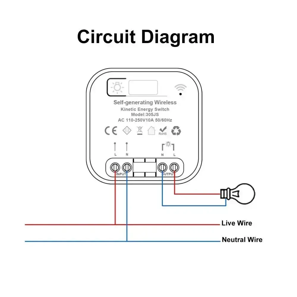 Беспроводной Проходной выключатель Кинетический Белый Комплект 2 Клавиши + Контроллер