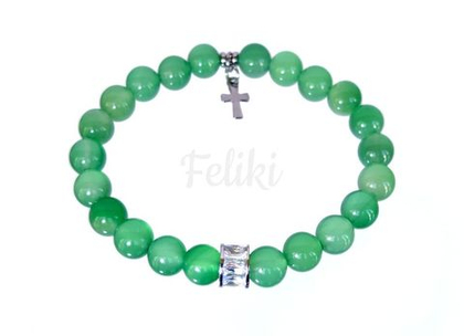 браслет с зеленым агатом и подвеской