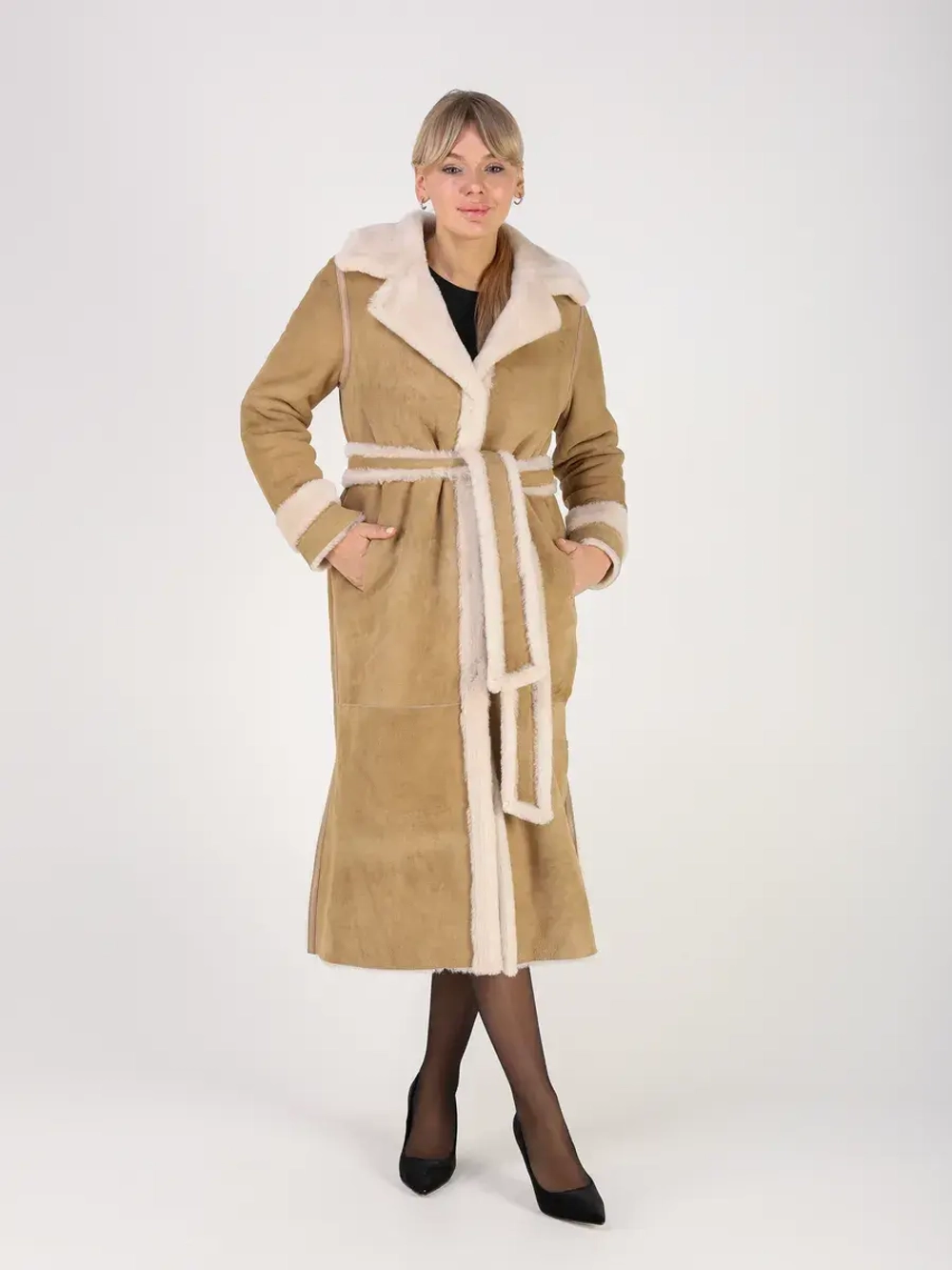 Дубленка зимняя натуральная длинная и теплая