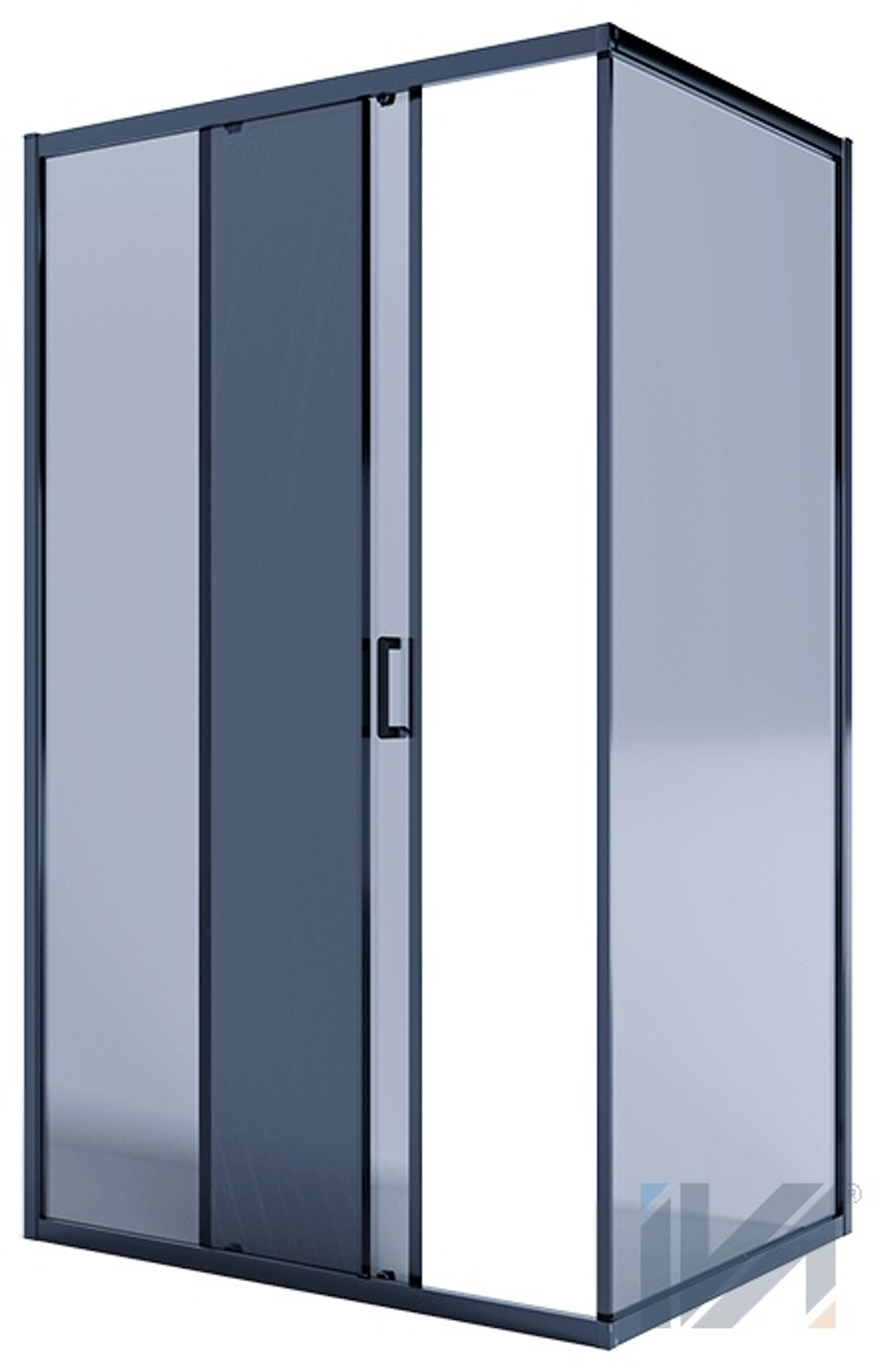 Душевое ограждение IVA E4SB129T 1200х900х2000 открывание дверей раздвижное, стекло тонированное, толщина стекла 6 мм, цвет профиля черный