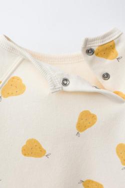 ZARA КОМПЛЕКТ ИЗ ТОЛСТОВКИ И ЛЕГГИНСОВ С ПРИНТОМ «ГРУШИ», ЭКРЮ