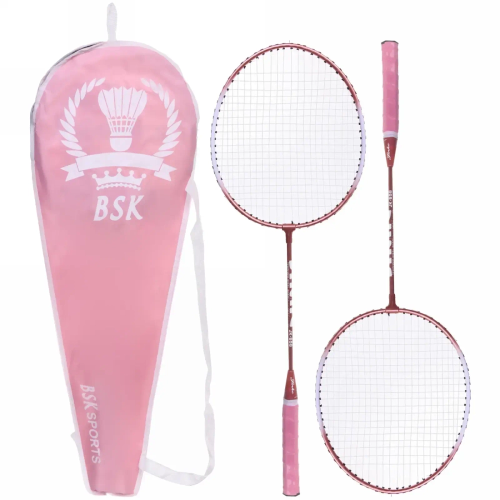 Бадминтон в наборе B-300, 3 предмета: 2 металлические ракетки 65 см, чехол (розовый)