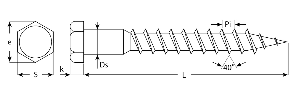 Шурупы ШДШ с шестигранной головкой (DIN 571), 60 х 10 мм, 40 шт, ЗУБР