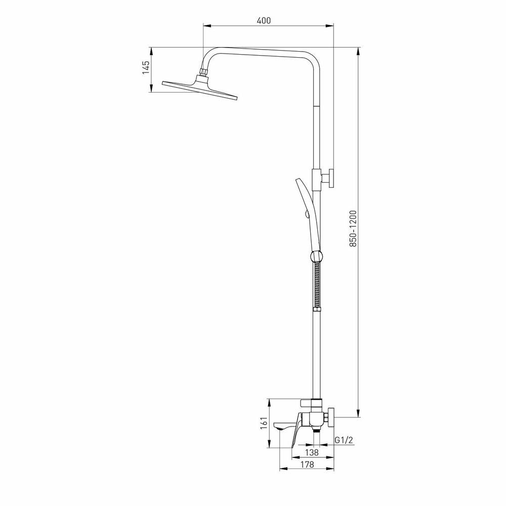 Душевая система 35к MIXLINE ML41-06"Swan White"излив лейка 3 поз.+лейка"Тропический душ"БЕЛЫЙ/ХРОМ