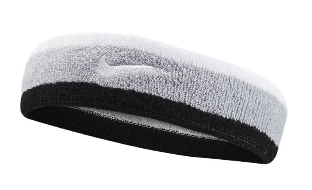 Повязка на голову теннисная Nike Swoosh Headband - light smoke gray/black/white