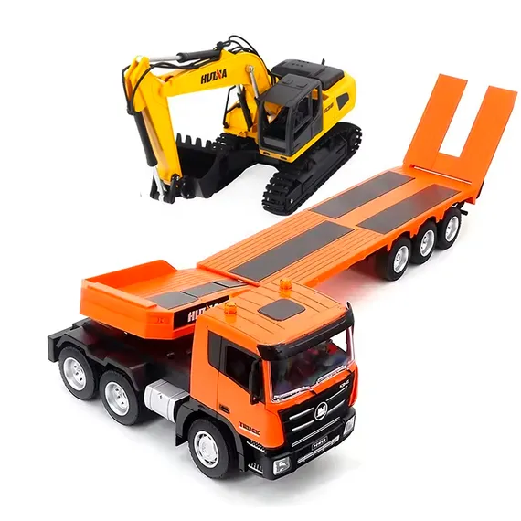 Pадиоуправляемый грузовик трейлер с экскаватором HUINA 1:24 HN1319