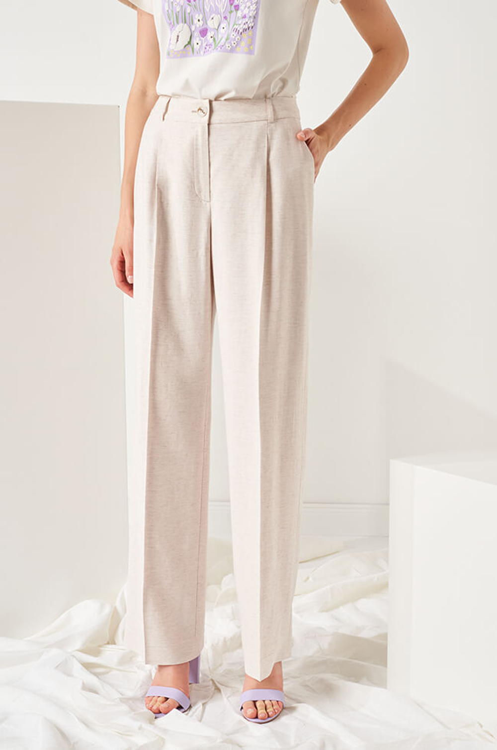 3973 Брюки женские (кремовый меланж)