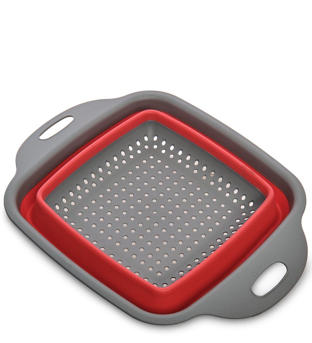 ЯЛ-06-25/1 Дуршлаг складной квадратный малый красный