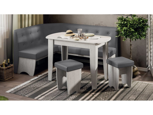 Барселона Кухонный уголок Дуб крафт белый/Микровелюр Duna Steel ТриЯ