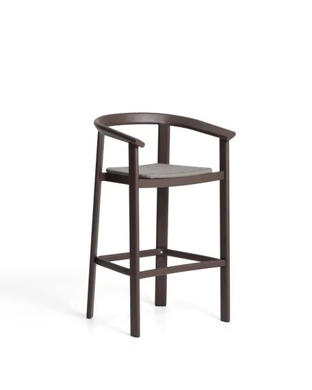 Уличный барный стул Erice из алюминия и веревки коричневого цвета, 75 см