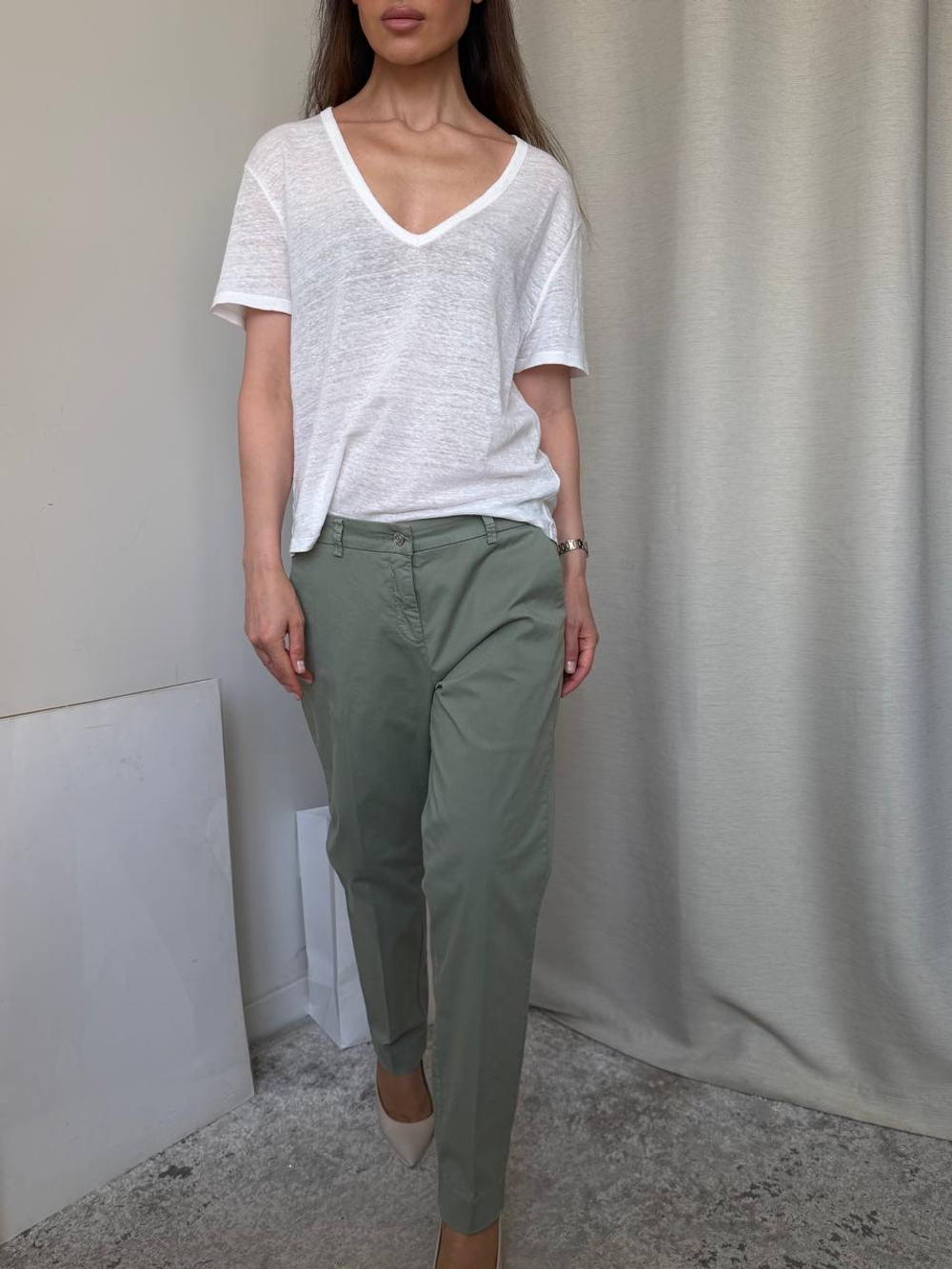 Льняная футболка Massimo Dutti, М