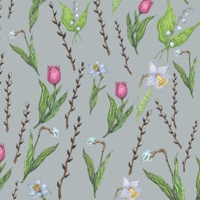 Нарциссы, тюльпаны, ландыши и верба