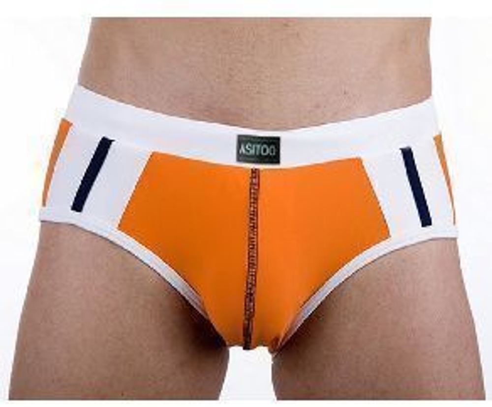 Мужские трусы брифы бело-оранжевые Asitoo Modal White&Orange Brief