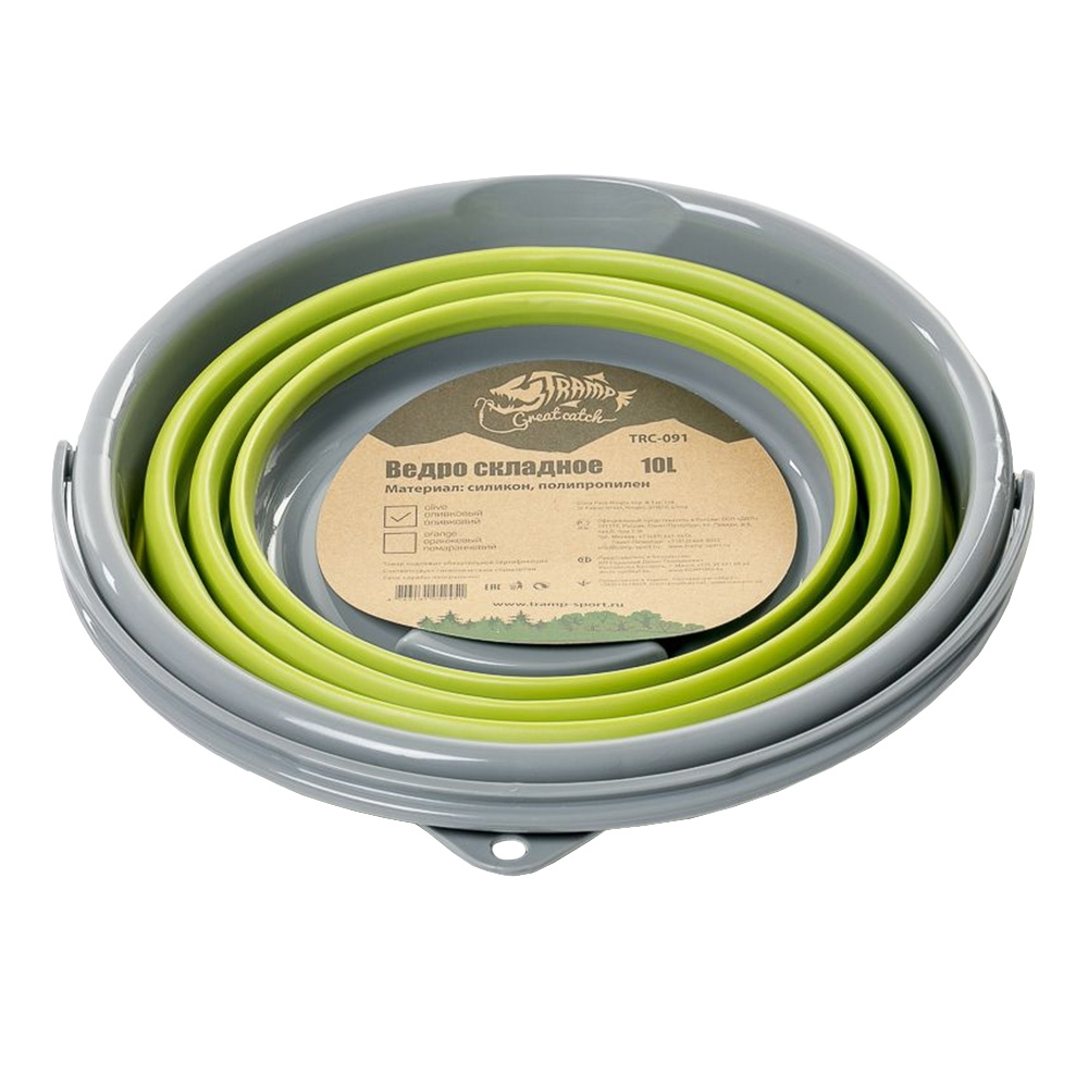 Tramp Ведро складное силиконовое 10 л, TRC-091, оливковый
