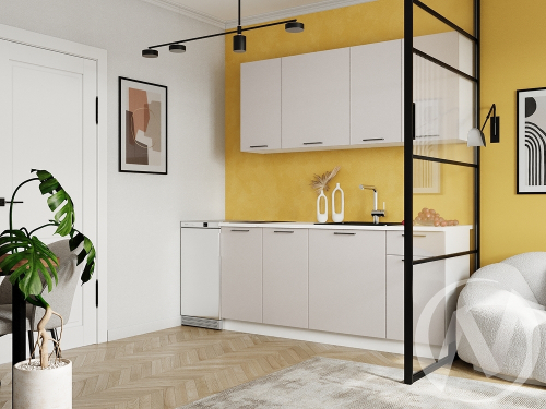 Кухня 1;8 м "Хейли" белый; кашемир (корпус белый)