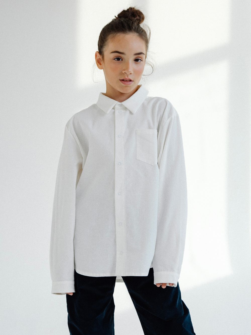 Рубашка из фланели сливочного цвета