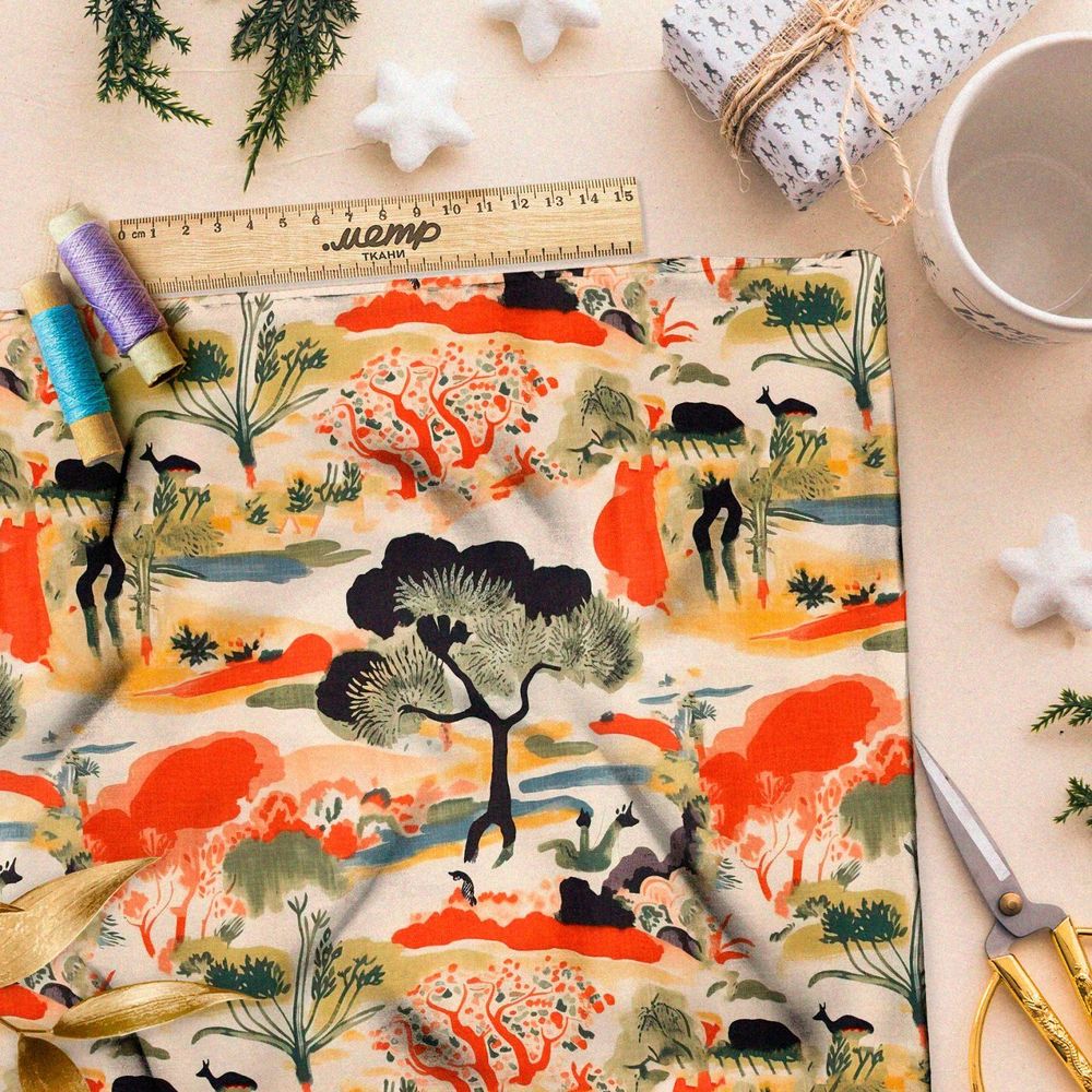 Ткань премиум атлас живописные оттенки реальности