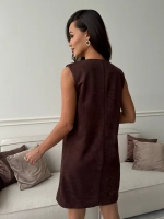 Платье сарафан офисное замшевое А силуэт стильный