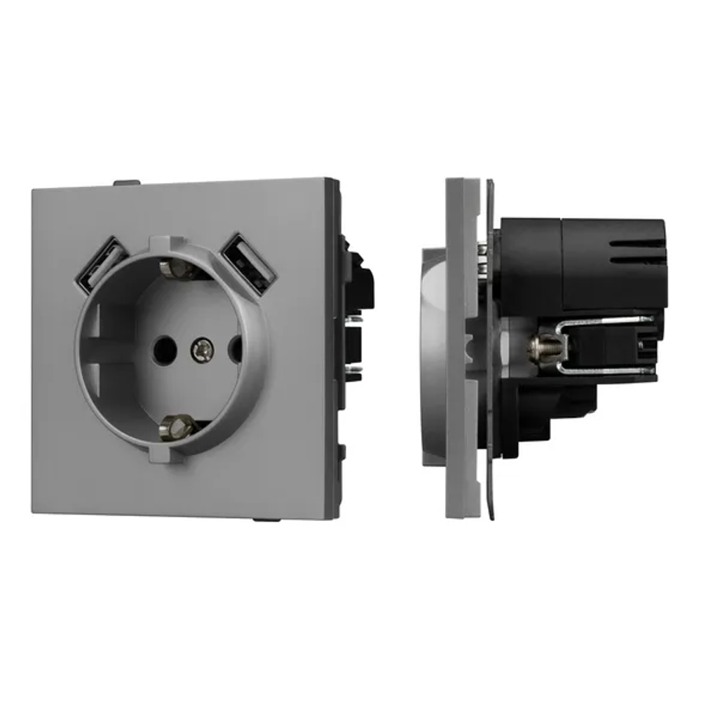 Механизм розетки с USB зарядкой SCT-TENDO-MUAA-PL-GR (230V, 16A) (Arlight, -) 054084