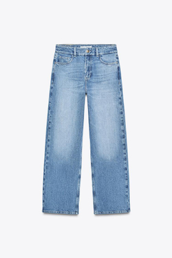 ZARA ДЖИНСЫ С ВЫСОКОЙ ПОСАДКОЙ Z1975 STRAIGHT ANKLE LENGTH, ВЫЦВЕТШИЙ СИНИЙ