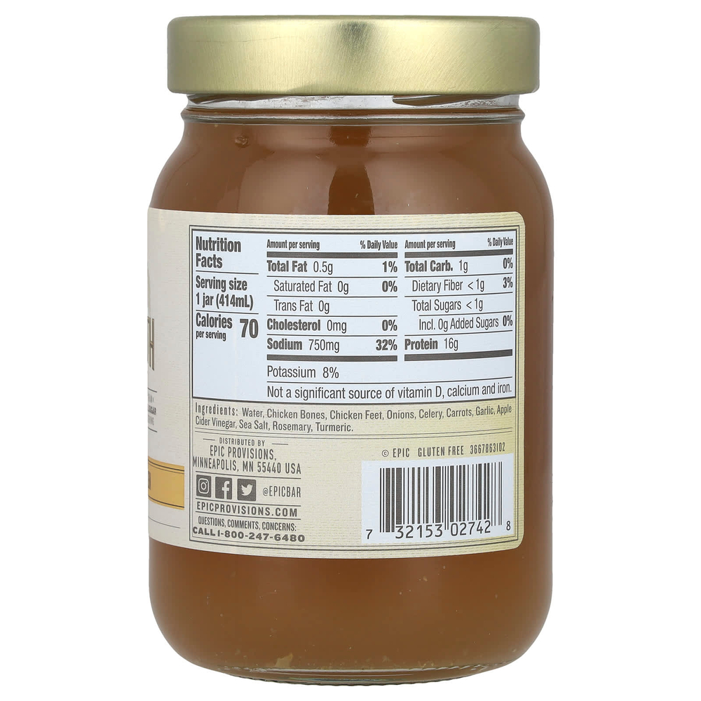 Epic Bar, Традиционный костный бульон, пикантная курица по-домашнему, 414 мл (14 жидк. унц.)