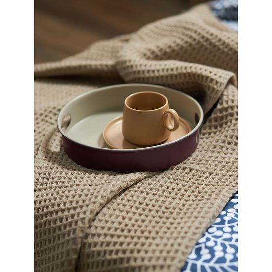 Плед из шерсти бежево-серого цвета из коллекции essential, 130х180 см