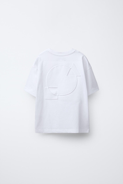 ZARA ФУТБОЛКА С РЕЛЬЕФНОЙ НАДПИСЬЮ, БЕЛЫЙ