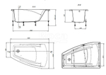 Акриловая ванна Roca Hall Angular 150х100 асимметричная правая белая ZRU9302865