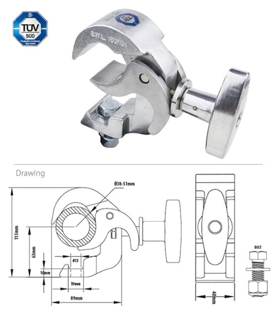 KUPO KCP-810 Arch Coupler. Хомут (M10) (Ø38-51↓150)