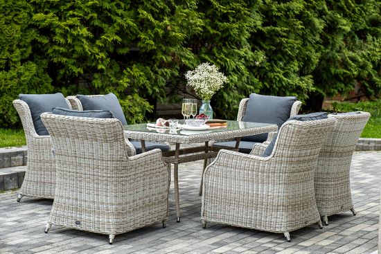 "Неаполь" обеденная группа плетеная из искусственного ротанга, цвет соломенный