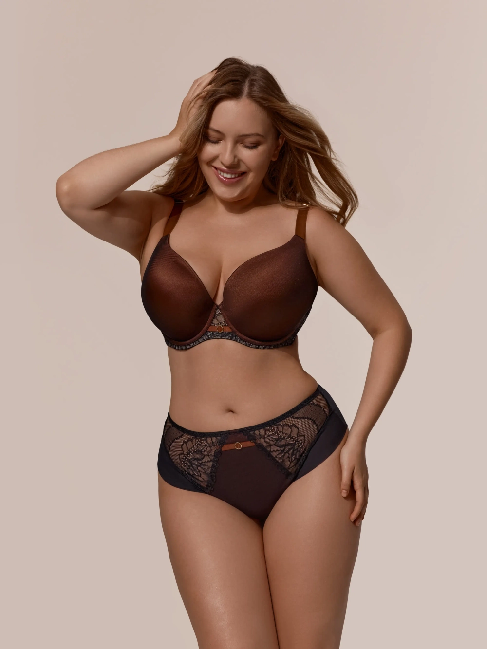 Бюстгальтер балконет push-up MOON черная охра