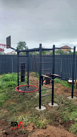 Монтаж уличной шведской стенки Sv Sport Рукоход (5 вертикальных столбов)