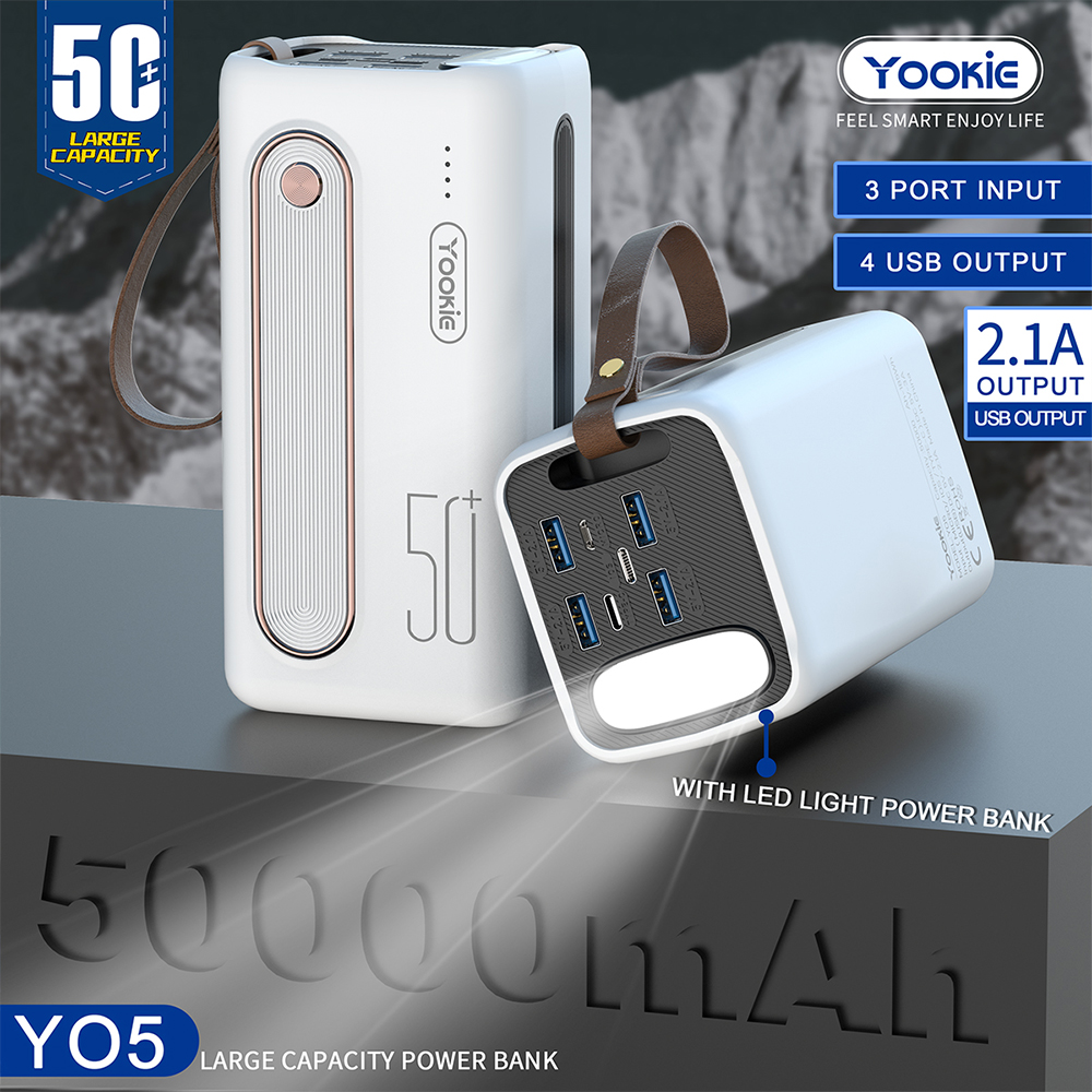 Power Bank YOOKIE YO5 4 Ports Fast Charging With Flashlight (50000mah)