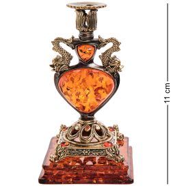Народные промыслы AM-2983 Подсвечник «Индийский» (латунь, янтарь)