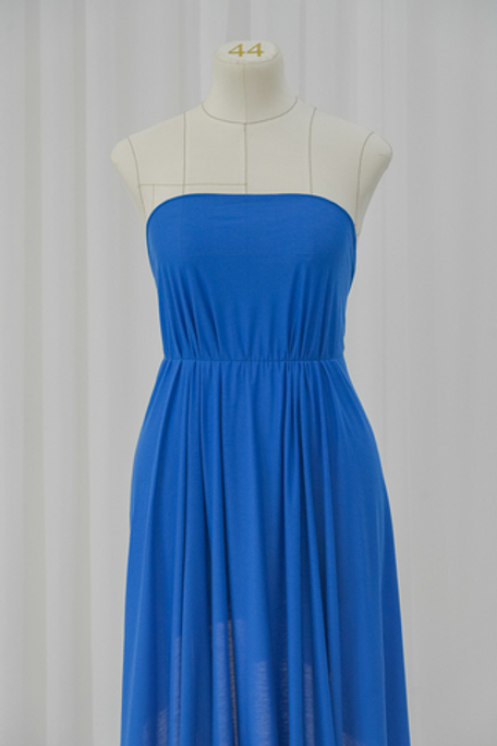 Тонкий хлопковый трикотаж синего цвета (94 г/м2)