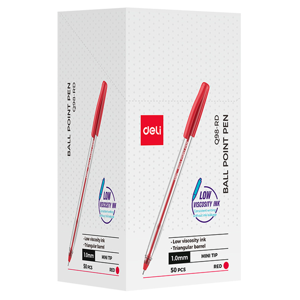 Ручка шариковая DELI "Q98", 1 мм, красная