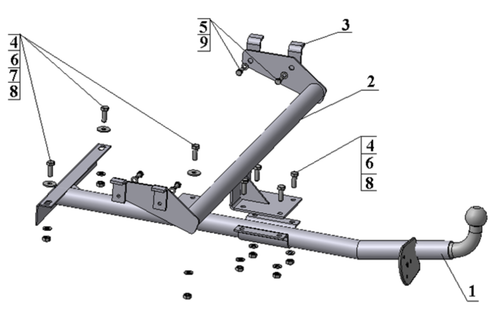 Фаркоп на ВАЗ 2108,2109,2113,2114 (без электрики, паспорт/сертификат в комплекте) Автос.VAZ-14