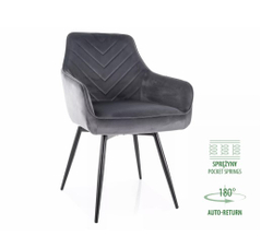 Стул SIGNAL SERVIO Velvet Bluvel 14 серый/черный, поворотный