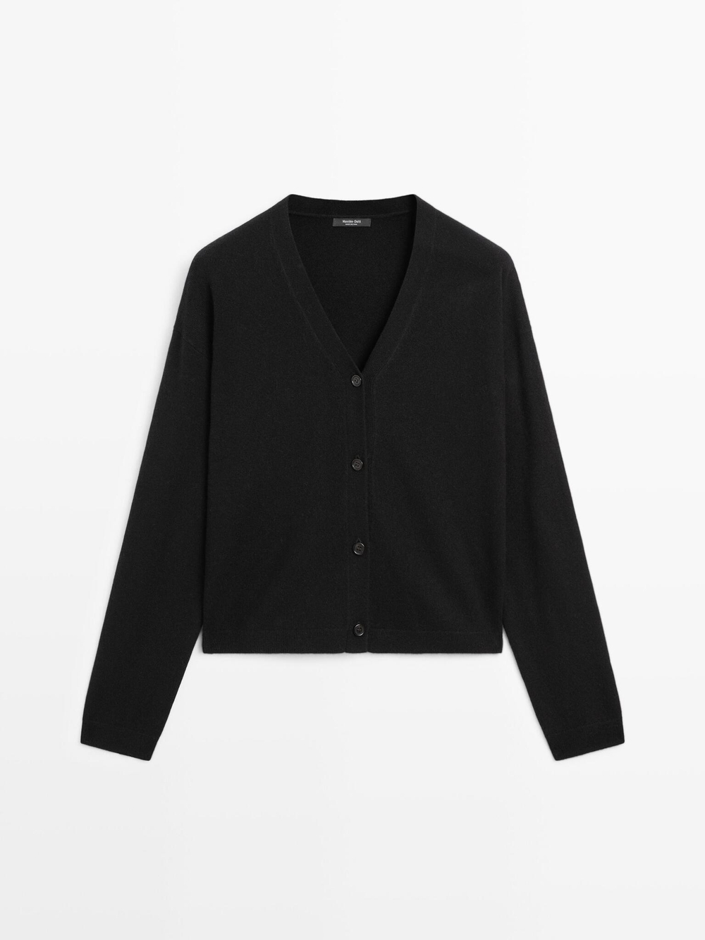 Massimo Dutti Кардиган из смесовой шерсти с V-образным вырезом, черный